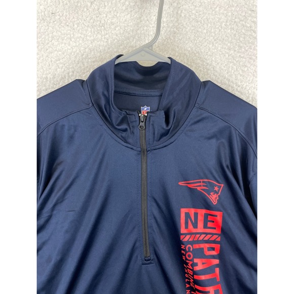 New Era Men's XXL Navy Blue New England Patriots 1/4 Zip Pullover Sweatshirt NWT - Picture 2 of 11